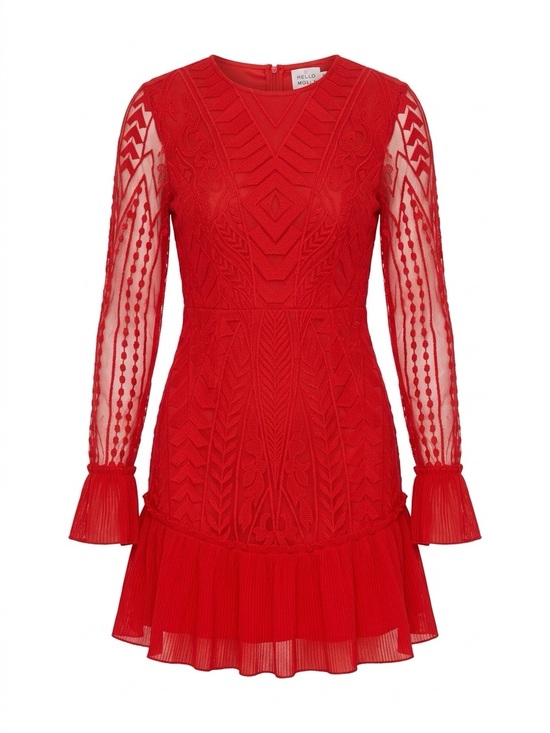 Hello Molly Dresses & Skirts - Hello Molly Red Long-Sleeve Lace Mini Dress